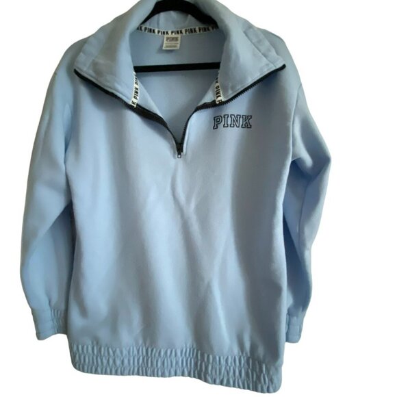 PINK Victoria's Secret Tops - PINK Blue Sweatshirt Pullover Women's Elastic Hem Cotton/Polyester Blend Size XS